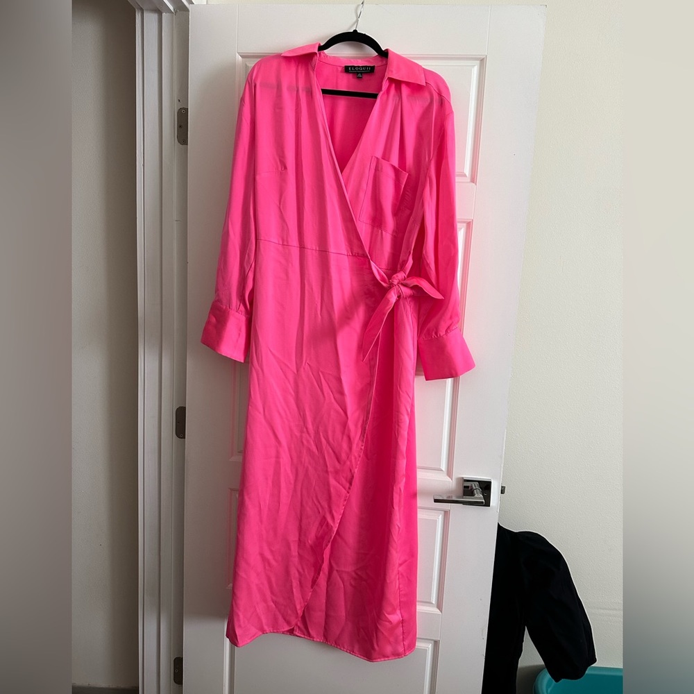 Eloquii pink midi dress